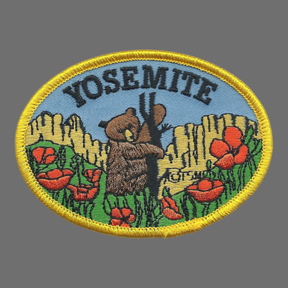 YOSEMITE Bear and Poppy Souvenir Patch Iron On - YOSEMITE-59