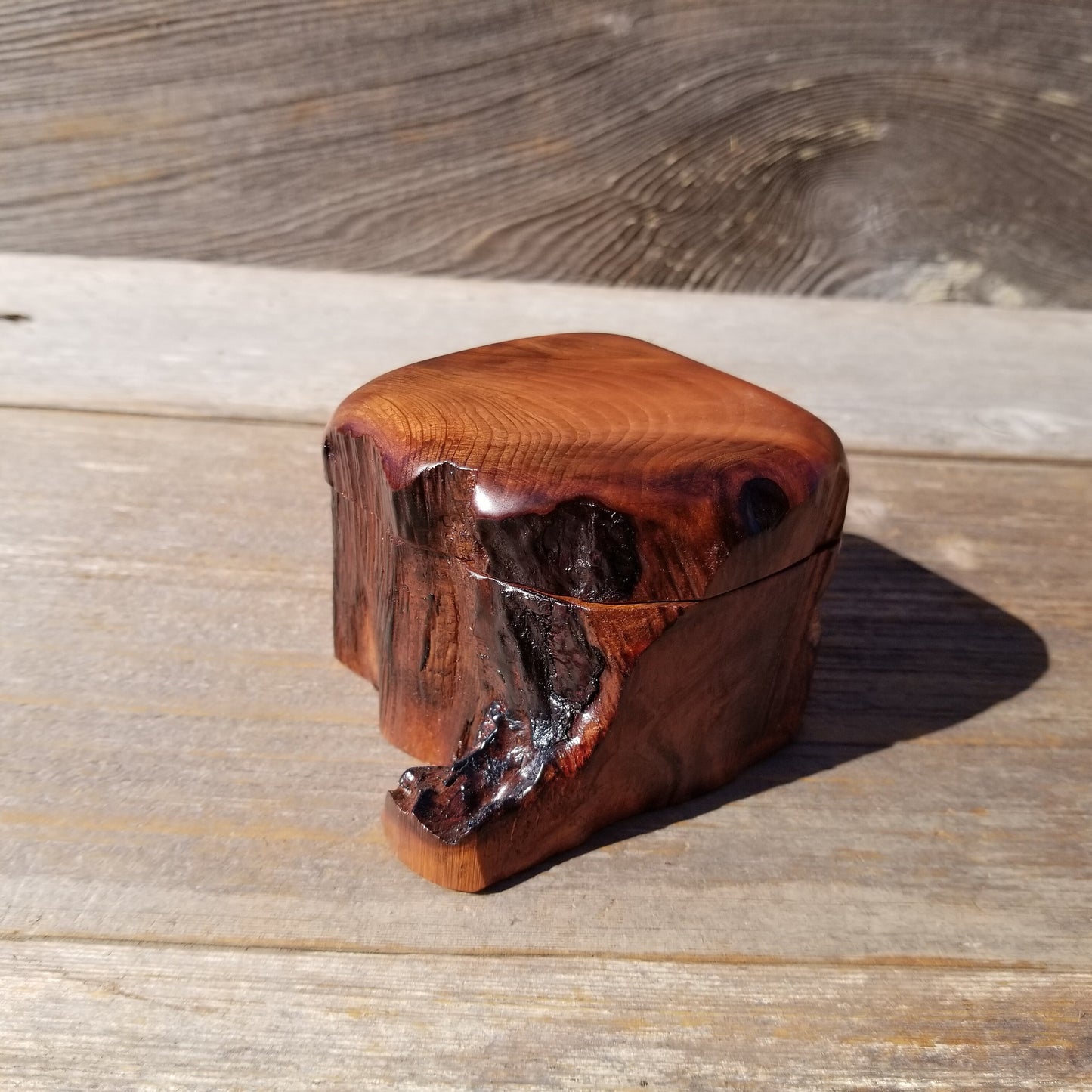 Wood Ring Box Redwood Rustic Handmade California #543 Storage Live Edge Mini Birthday Gift Christmas Gift Mother's Day Gift