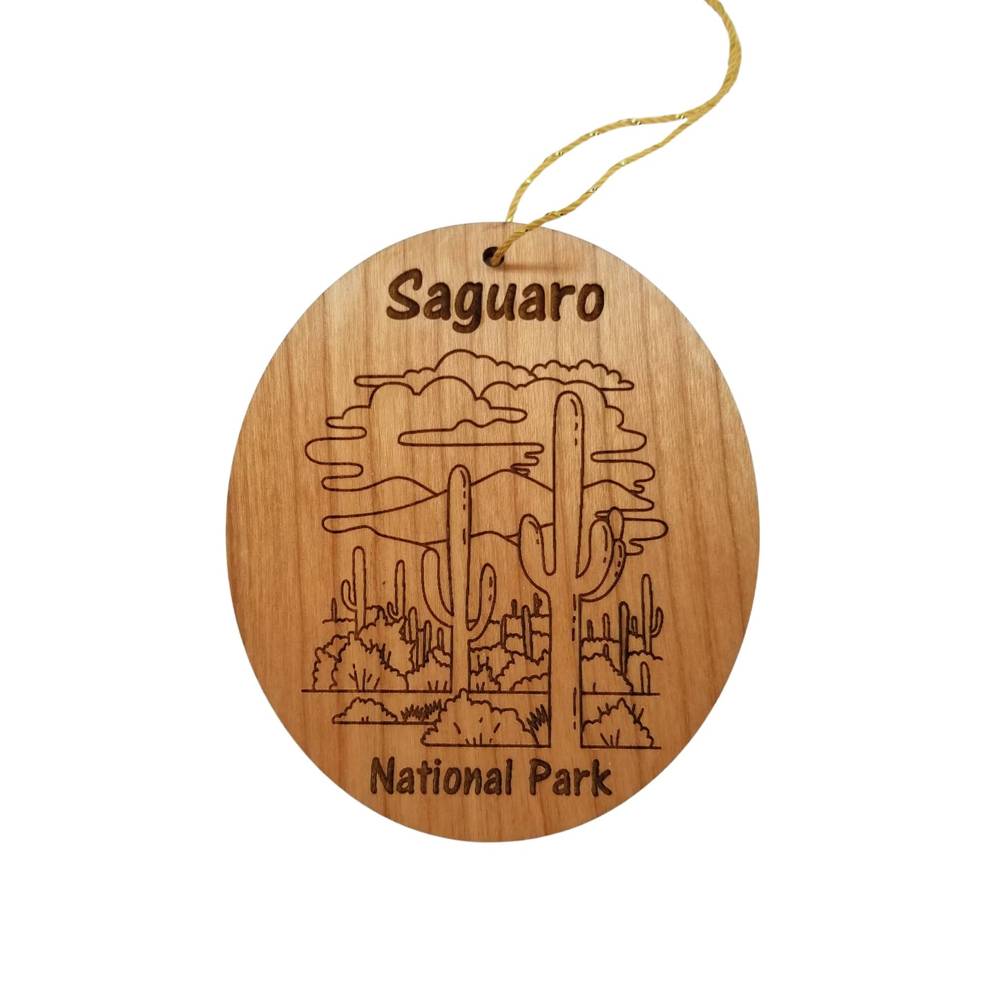 Saguaro National Park Ornament - Cactus Cacti Clouds Handmade Wood Ornament - AZ Souvenir - Christmas Travel Gift Arizona