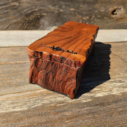 Handmade Wood Box with Redwood Tree Engraved Rustic Handmade Wood #602 California Redwood Jewelry Box Storage Box