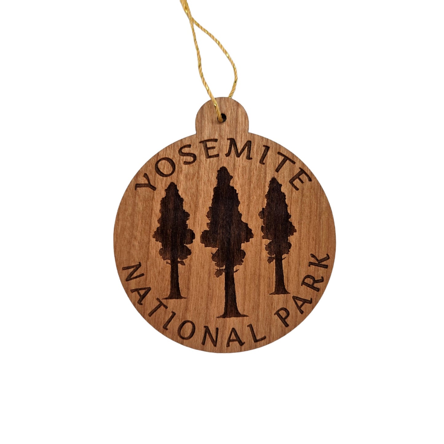 Yosemite National Park Wood Ornament California Sequoia Gigantea Giant Trees 3 Trees Handmade Souvenir Made in USA Christmas