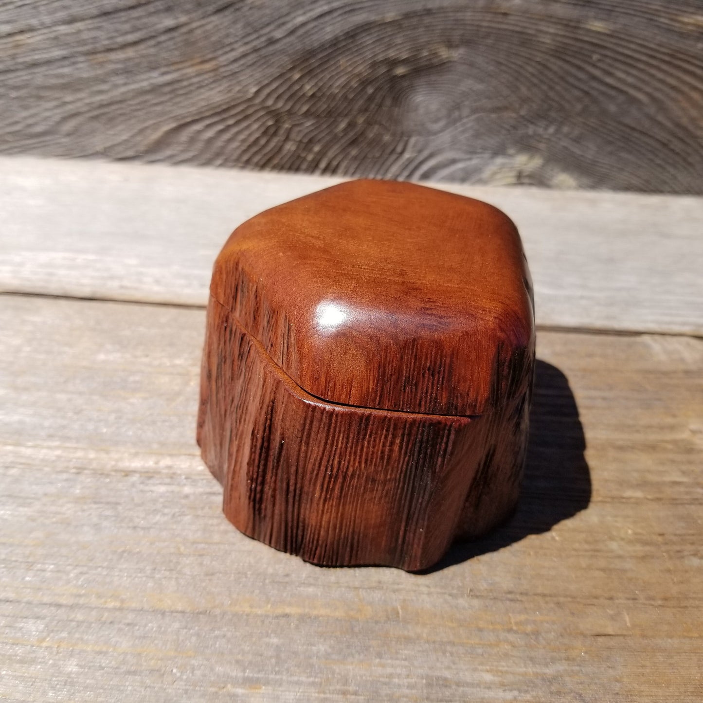 Wood Ring Box Redwood Rustic Handmade California Storage Live Edge Mini #618 Birthday Gift Christmas Gift Mother's Day Gift