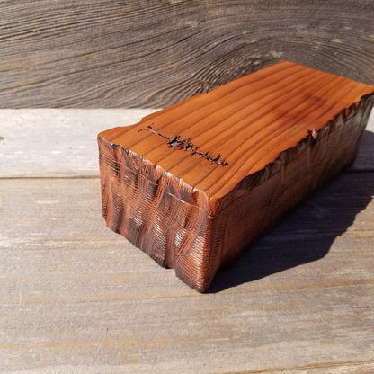 Handmade Wood Box with Redwood Tree Engraved Rustic Handmade Curly Wood #591 California Redwood Jewelry Box Storage Box