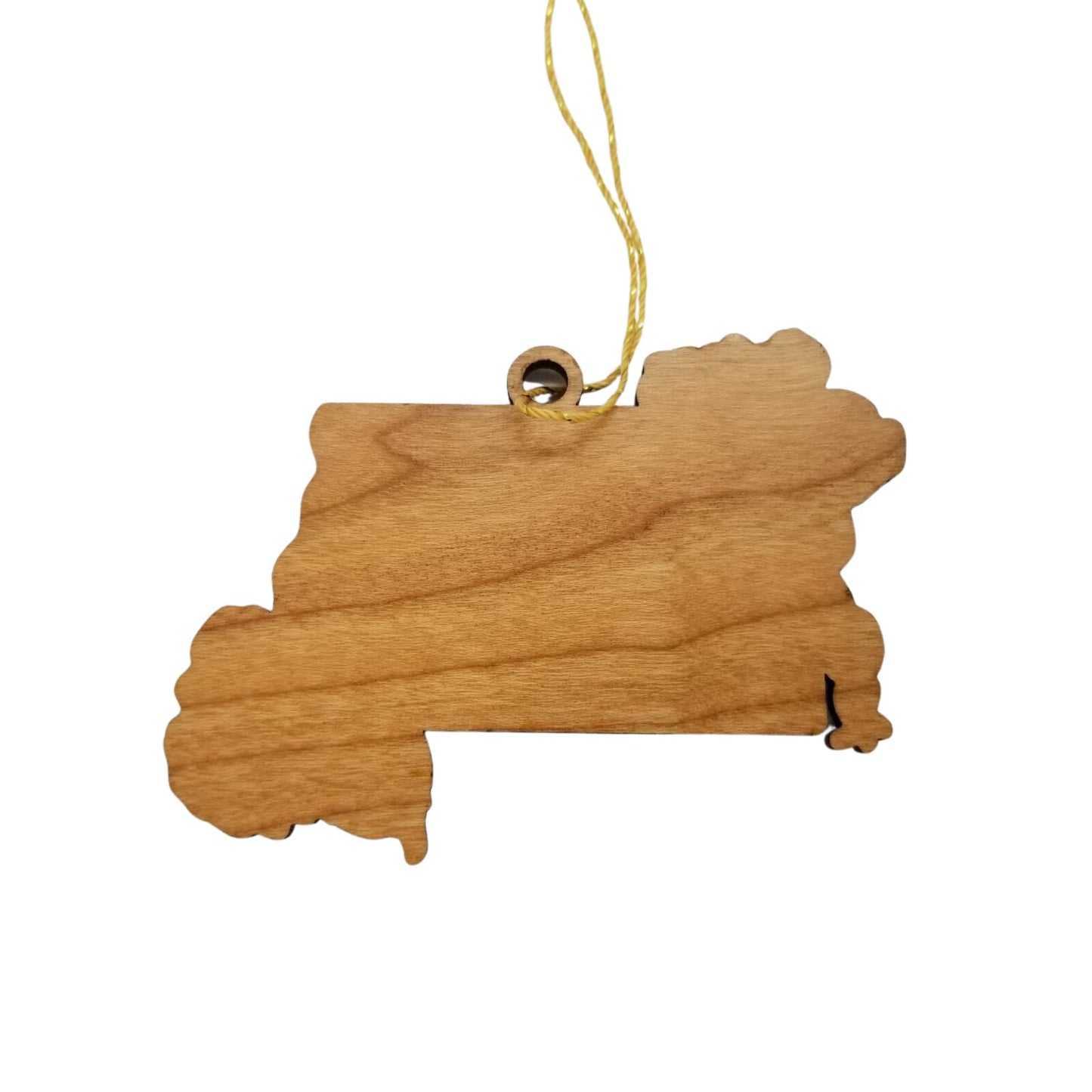 North Dakota Wood Ornament -  State Shape with State Flowers Prairie Rose ND - Handmade Wood Ornament Made in USA Christmas Decor