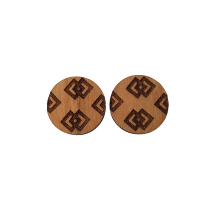 Wholesale Double Diamond or Arrows Pattern Earrings - Cherry Wood Earrings - Stud Earrings - Post Earrings ENGRAVED