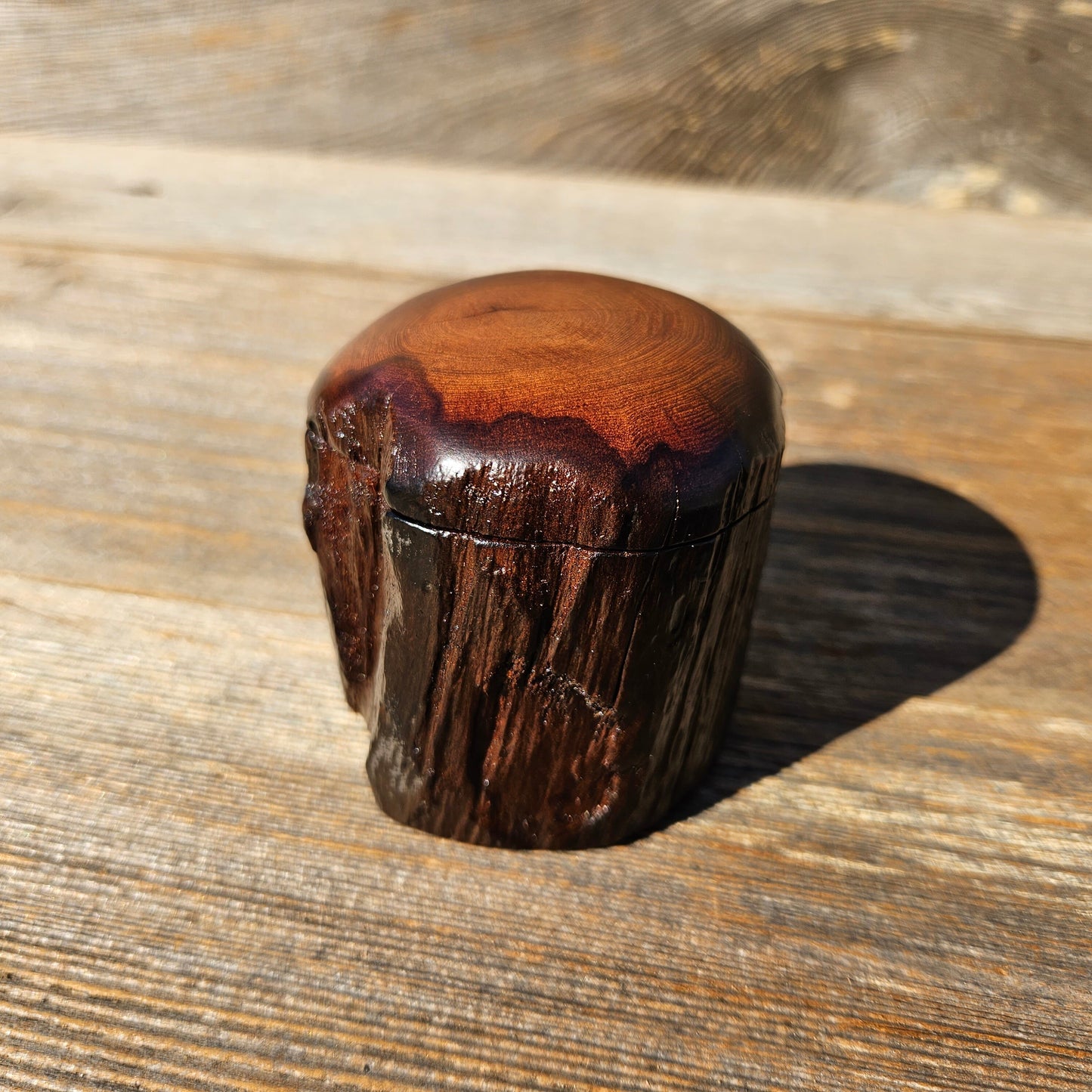 Wood Ring Box Redwood Rustic Handmade California Storage Live Edge Mini #664 Birthday Gift Christmas Gift Mother's Day Gift