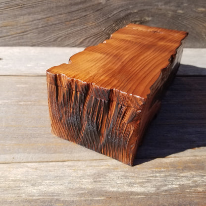 Handmade Wood Box with Redwood Tree Engraved Rustic Handmade Curly Wood #585 California Redwood Jewelry Box Storage Box