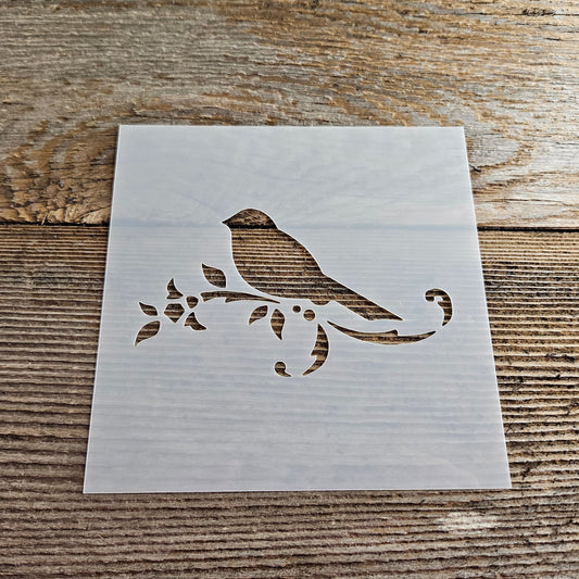 Bird on Branch Stencil Reusable Cookie Decorating Craft Painting Windows Signs Mylar Many Sizes Christmas Winter