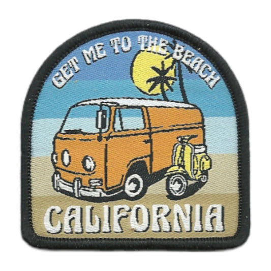 California Patch – CA Sand Scooter Van Palm Trees Souvenir – Travel Iron On Applique CO Patch Embellishment 2.25" Woven Badge Emblem