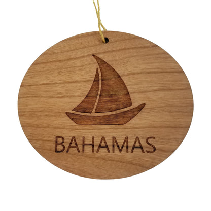 Bahamas Ornament - Handmade Wood Ornament - Souvenir Sailing Sailboat - Christmas Ornament 3 Inch