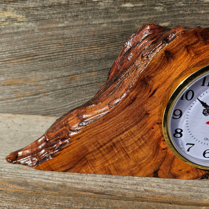 Redwood Wood Clock Redwood Burl Clock Table Shelf Mantle Desk Office #651 Sitting Wood Red Wood Anniversary Gift