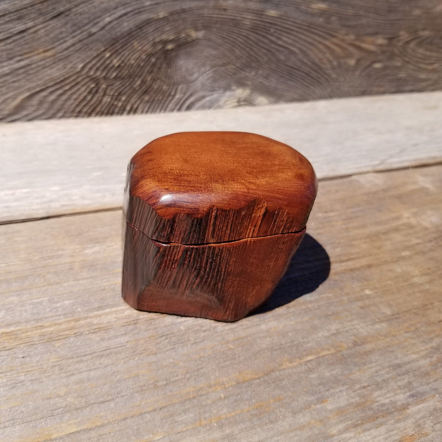 Wood Ring Box Redwood Rustic Handmade California #630 Storage Live Edge Mini Birthday Gift Christmas Gift Mother's Day Gift