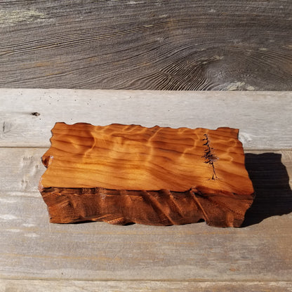 Handmade Wood Box with Redwood Tree Engraved Rustic Handmade Curly Wood #590 California Redwood Jewelry Box Storage Box