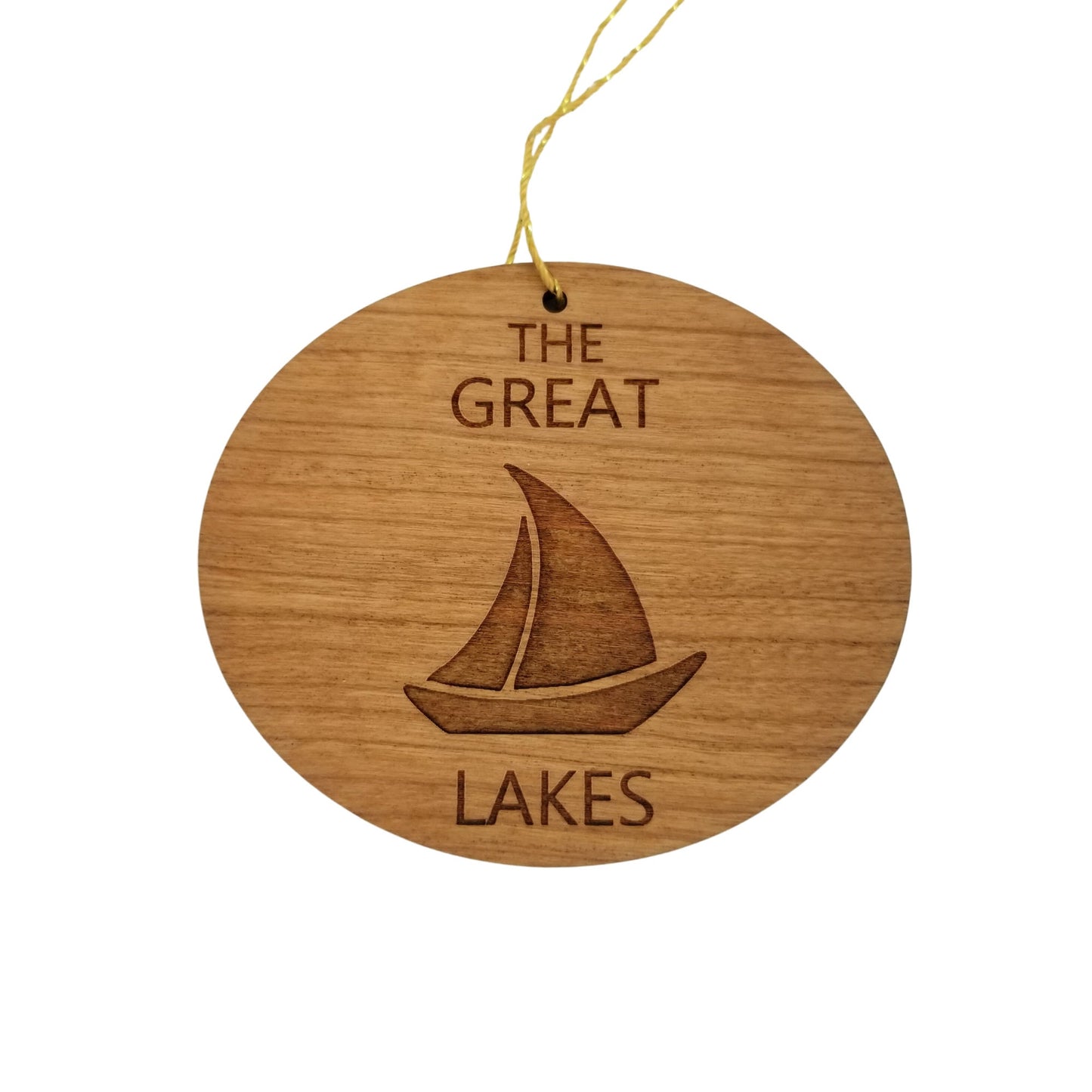 The Great Lakes Ornament - Handmade Wood Ornament - Souvenir Sailing Sailboat - Christmas Ornament 3 Inch