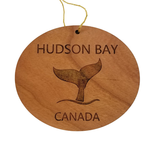 Hudson Bay Canada Ornament - Handmade Wood Ornament - Whale Tail Whale Watching - Christmas Ornament 3 Inch