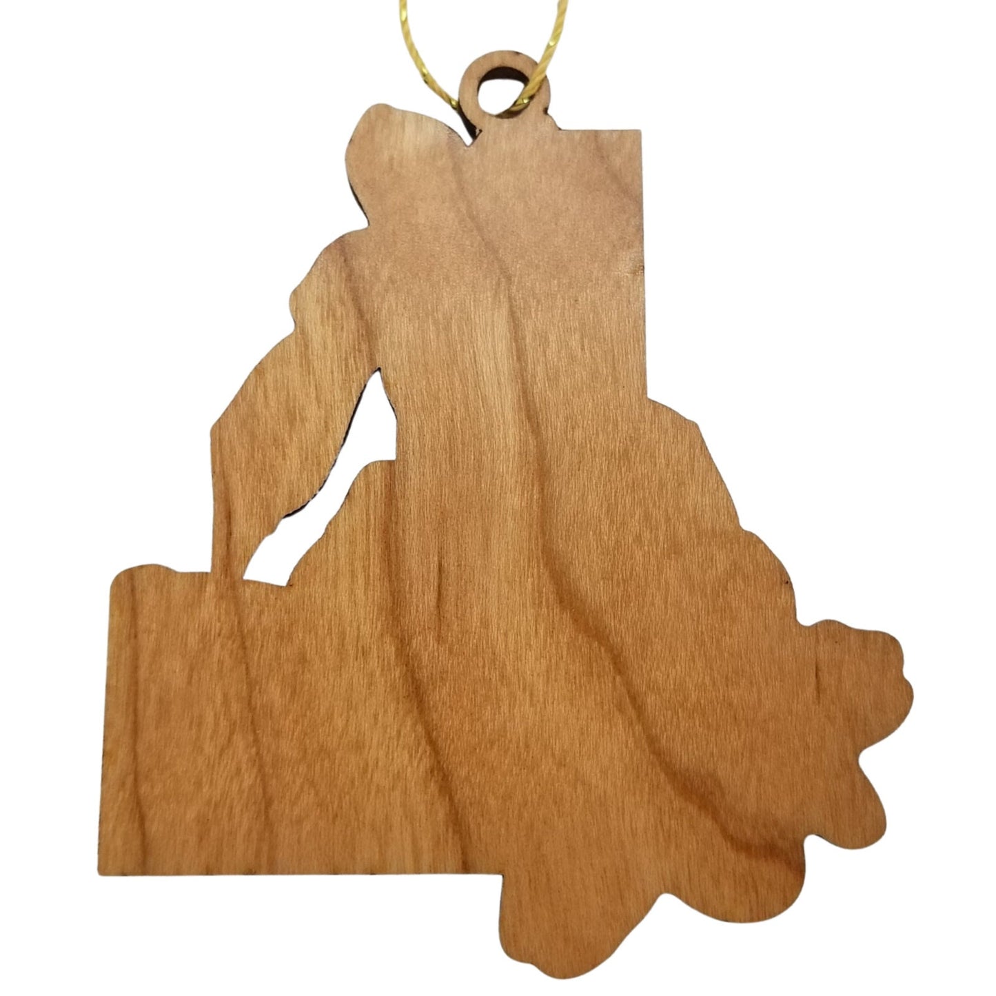 Idaho Wood Ornament -  ID State Shape with State Flowers Syringa - Handmade Wood Ornament Made in USA Christmas Decor