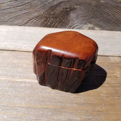 Wood Ring Box Redwood Rustic Handmade California Storage Live Edge Mini #618 Birthday Gift Christmas Gift Mother's Day Gift