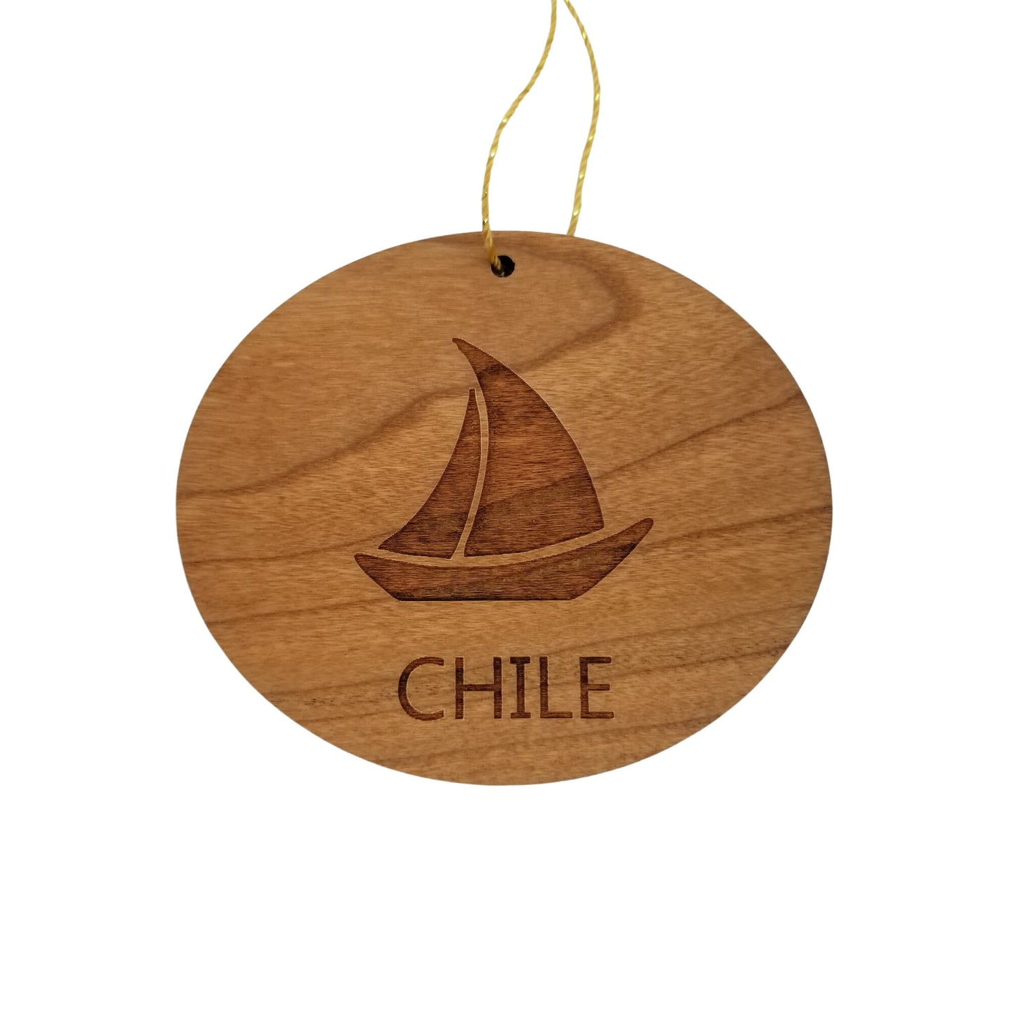 Chile Ornament - Handmade Wood Ornament - Souvenir Sailing Sailboat - Christmas Ornament 3 Inch