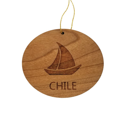 Chile Ornament - Handmade Wood Ornament - Souvenir Sailing Sailboat - Christmas Ornament 3 Inch