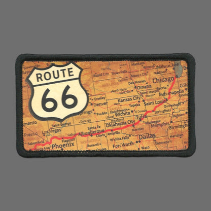 Route 66 Patch – Map Arizona New Mexico Missouri Texas Kansas Illinois California Oklahoma - Travel Patch Iron On – Souvenir Patch 3.5"