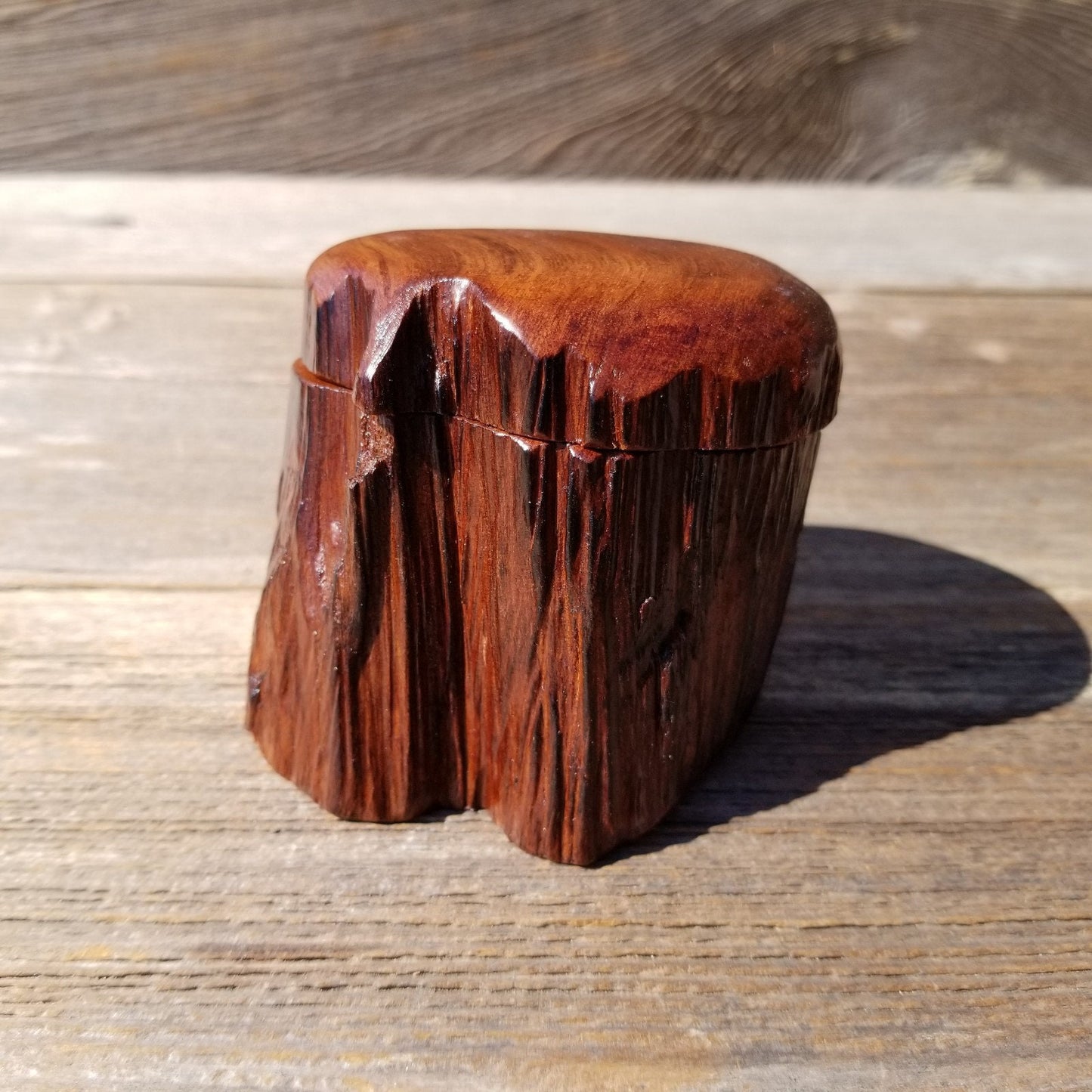 Wood Ring Box Redwood Rustic Handmade California #518 Storage Live Edge Mini Birthday Gift Christmas Gift Mother's Day Gift