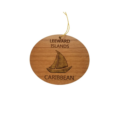 Leeward Islands Caribbean Ornament - Handmade Wood Ornament - Souvenir Sailing Sailboat - Christmas Ornament 3 Inch