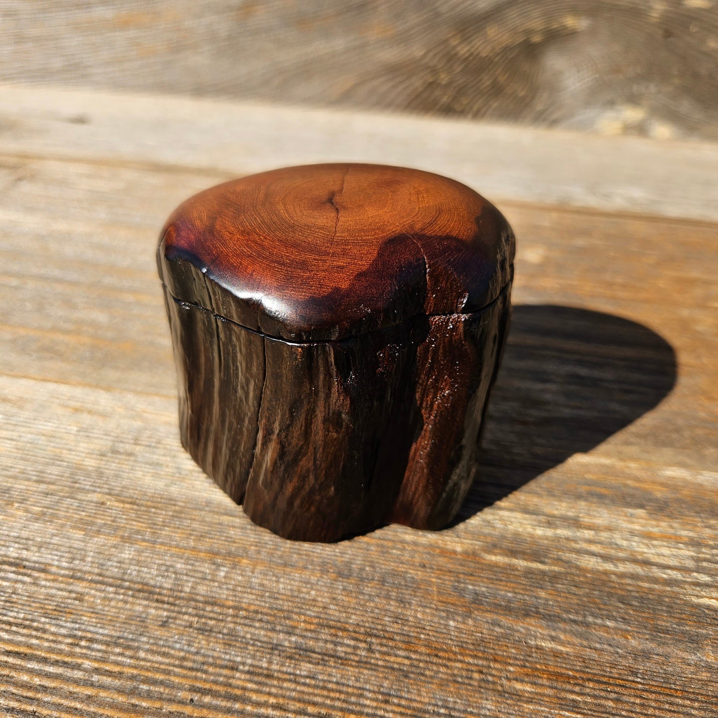 Wood Ring Box Redwood Rustic Handmade California Storage Live Edge Mini #664 Birthday Gift Christmas Gift Mother's Day Gift