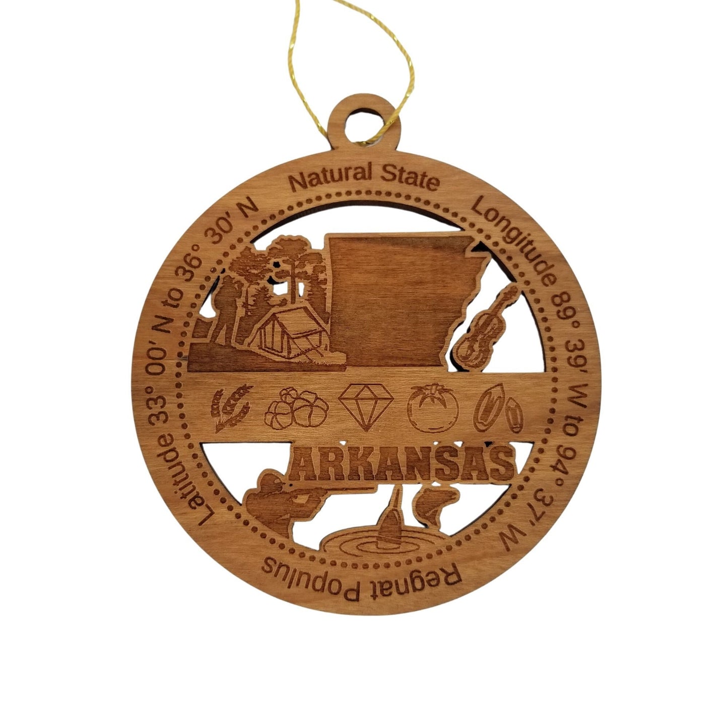 Wholesale Arkansas Wood Ornament - AR Souvenir - Handmade In The USA