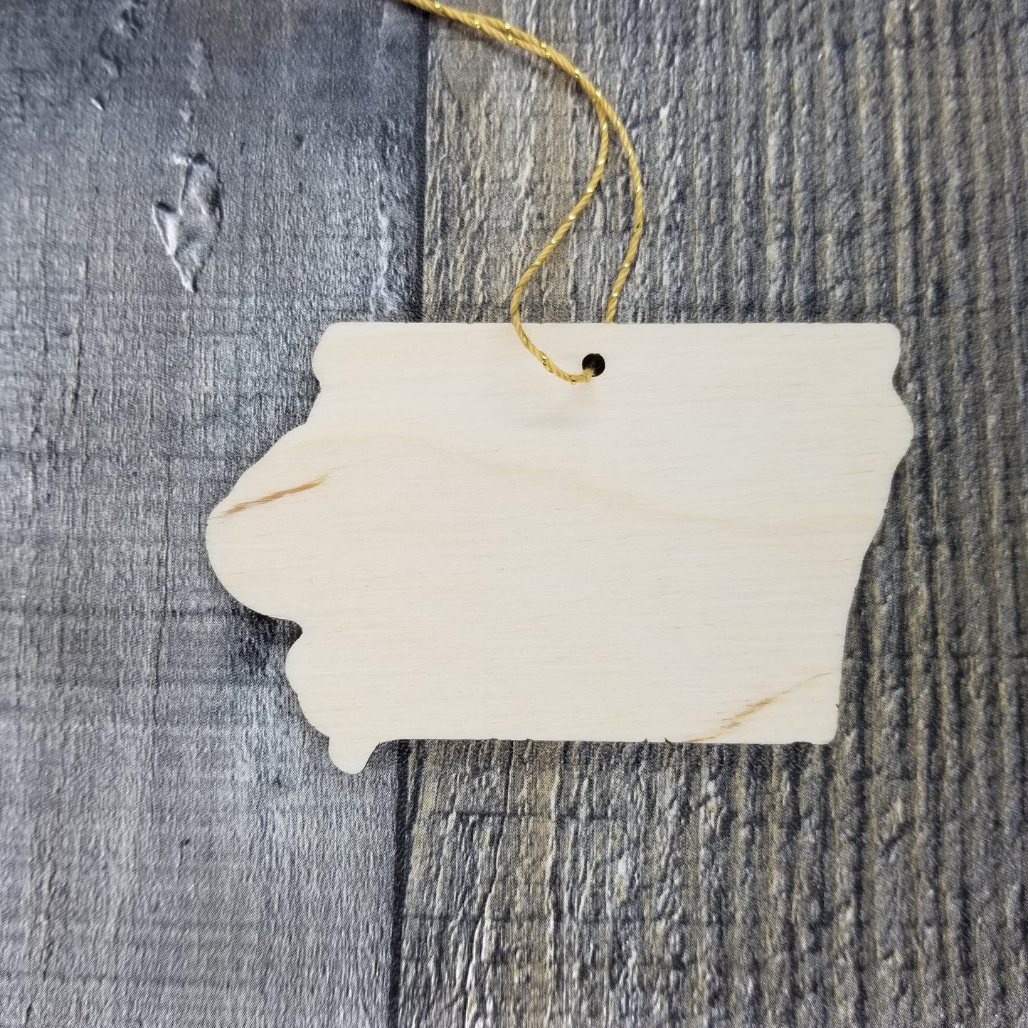 Iowa Ornament - IA State Shape with State Motto - Handmade Wood Ornament Made in USA Christmas Decor