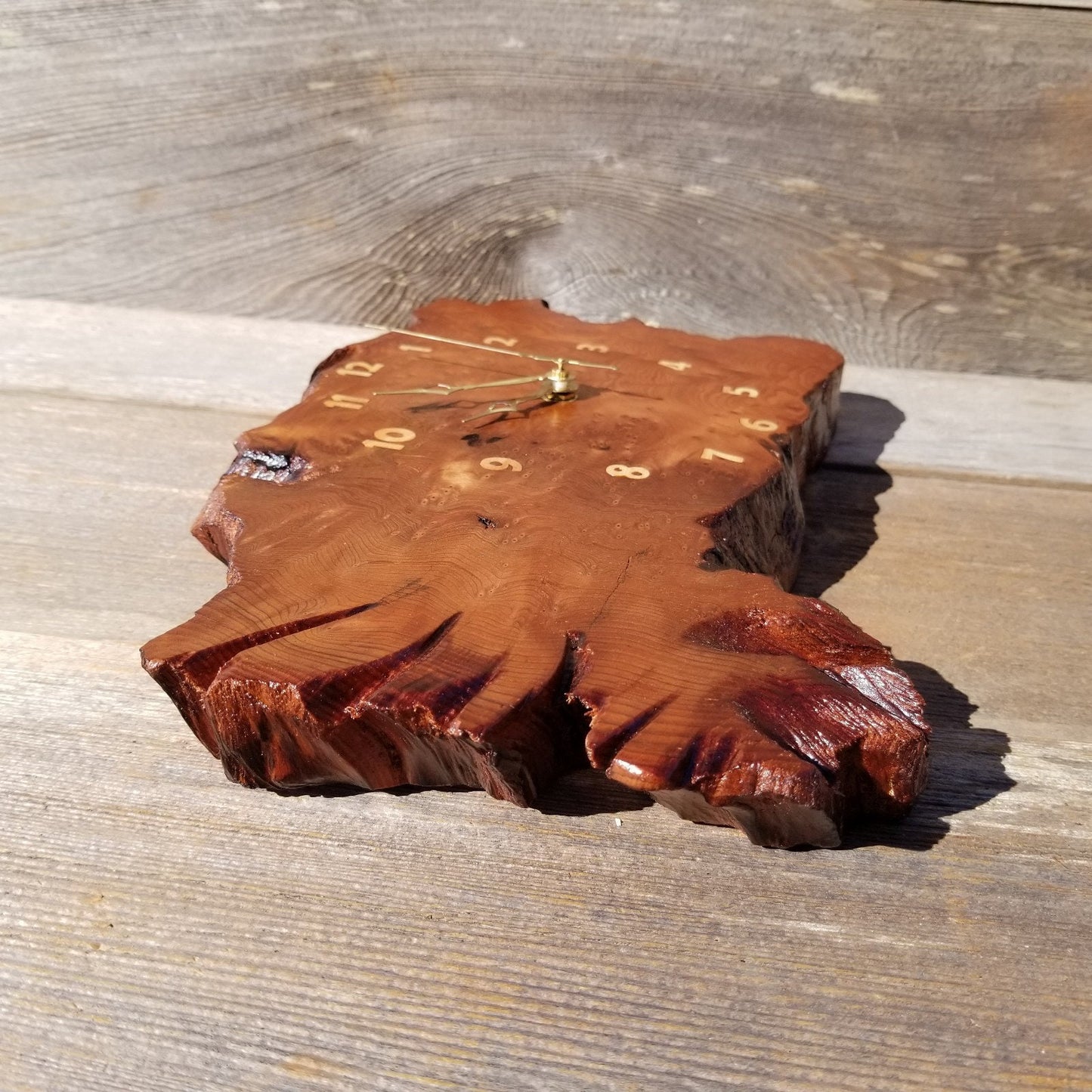 Wood Wall Clock Redwood Clock Handmade Wall Hanging Rustic Wedding Gift Burl Live Edge #553 Anniversary Small