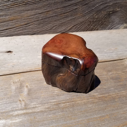 Wood Ring Box Redwood Rustic Handmade California #640 Storage Live Edge Mini Birthday Gift Christmas Gift Mother's Day Gift