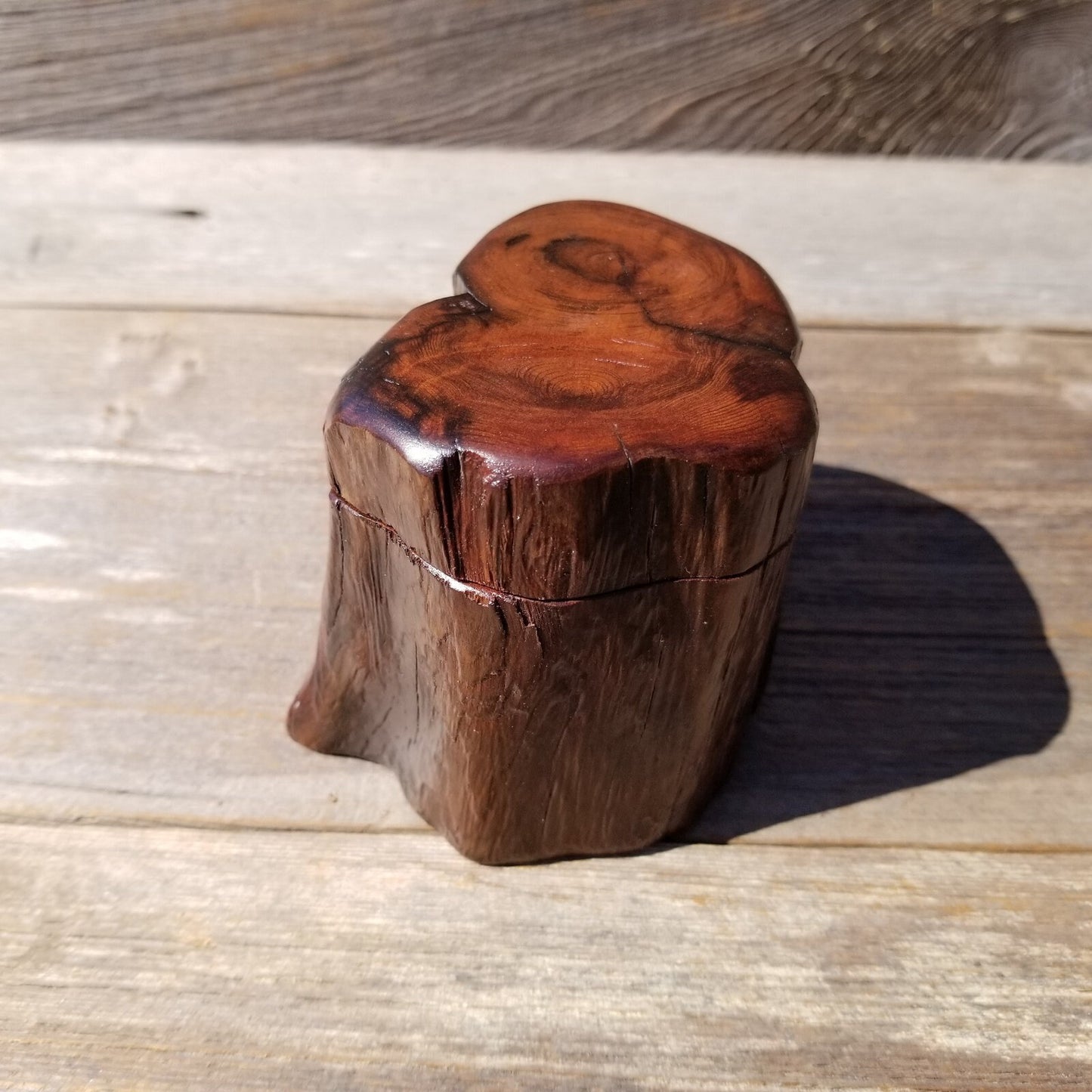 Wood Ring Box Redwood Rustic Handmade California #515 Storage Live Edge Mini Birthday Gift Christmas Gift Mother's Day Gift