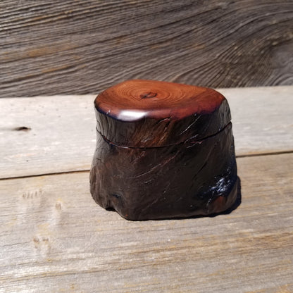 Wood Ring Box Redwood Rustic Handmade California #637 Storage Live Edge Mini Birthday Gift Christmas Gift Mother's Day Gift