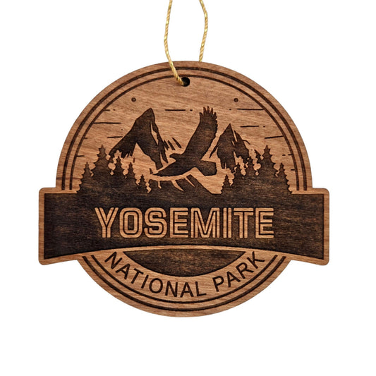 Wholesale Yosemite National Park Wood Ornament Flying Eagle over Mountains and Trees Souvenir Made in USA