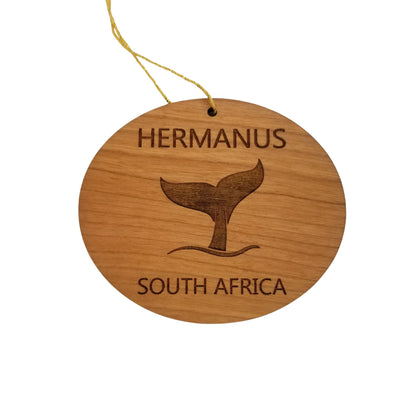 Hermanus South Africa Ornament - Handmade Wood Ornament - Whale Tail Whale Watching - Christmas Ornament 3 Inch