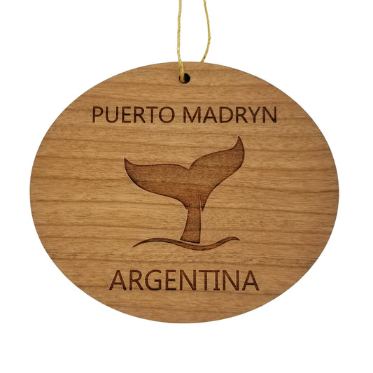 Puerto Madryn Argentina Ornament - Handmade Wood Ornament - Whale Tail Whale Watching - Christmas Ornament 3 Inch