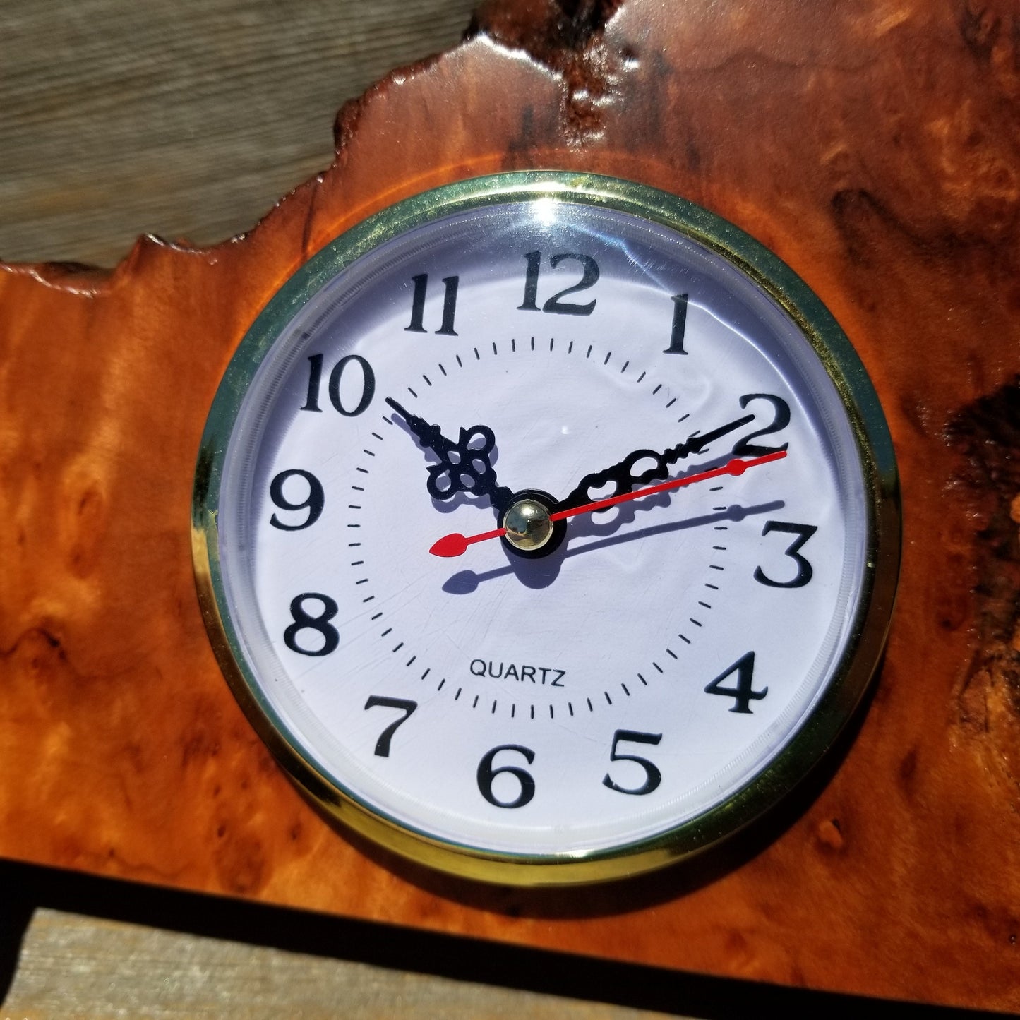 Wood Desk Clock Handmade California Redwood Burl Table Shelf #643 Birthday Gift Wedding Gift Engagement Gift Housewarming Gift