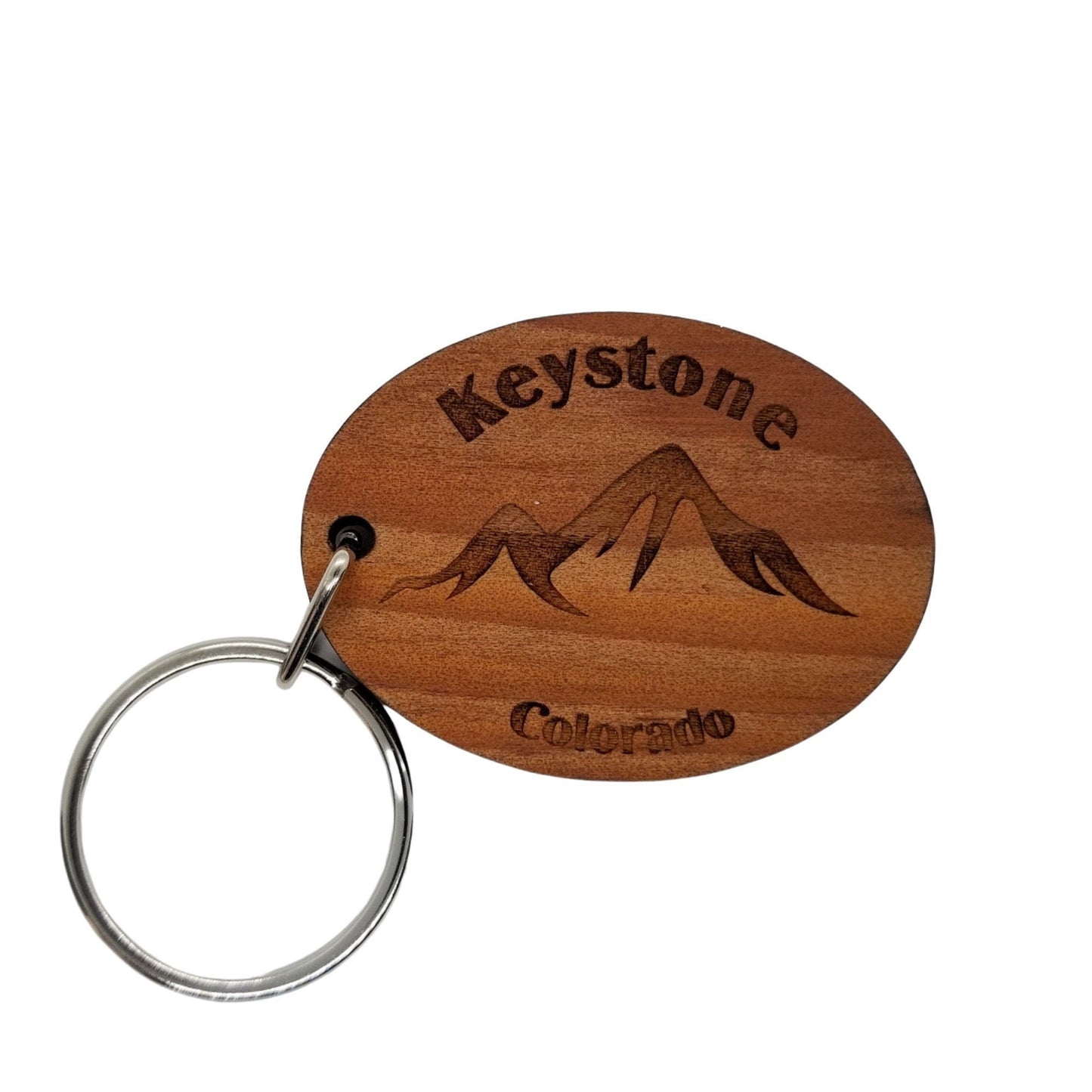 Wholesale Keystone CO Keychain Mountains Wood Keyring Colorado Souvenir Mountain Ski Resort Skiing Skier Snowboarding