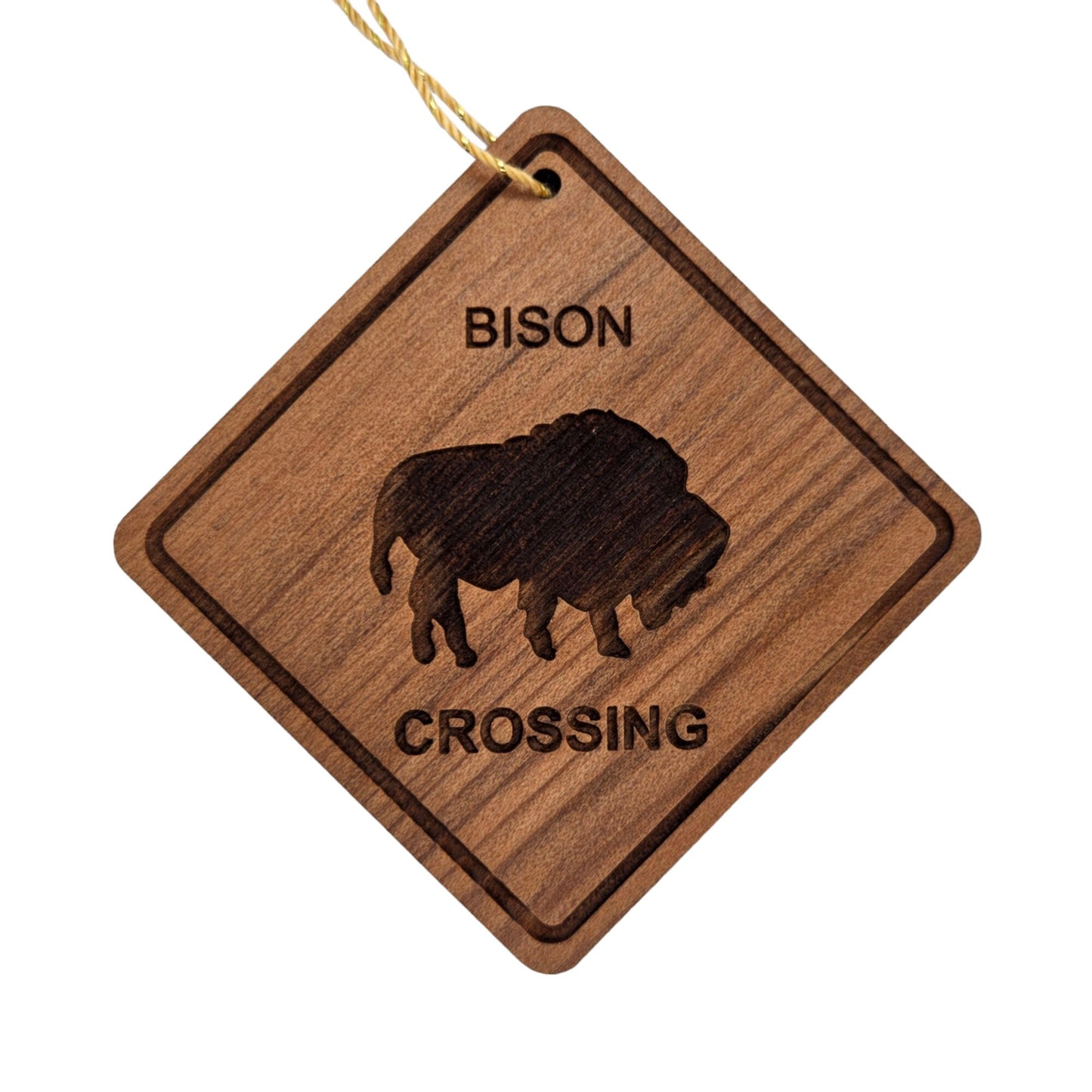 Wholesale Bison Crossing Ornament Wood Souvenir Handmade in USA