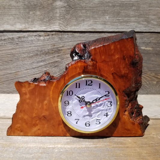 Wood Desk Clock Handmade California Redwood Burl Table Shelf #643 Birthday Gift Wedding Gift Engagement Gift Housewarming Gift