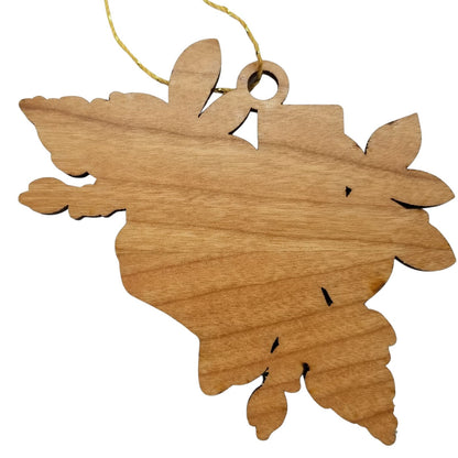 Texas Wood Ornament -  TX State Shape with State Flowers Bluebonnets - Handmade Wood Ornament Made in USA Christmas Decor