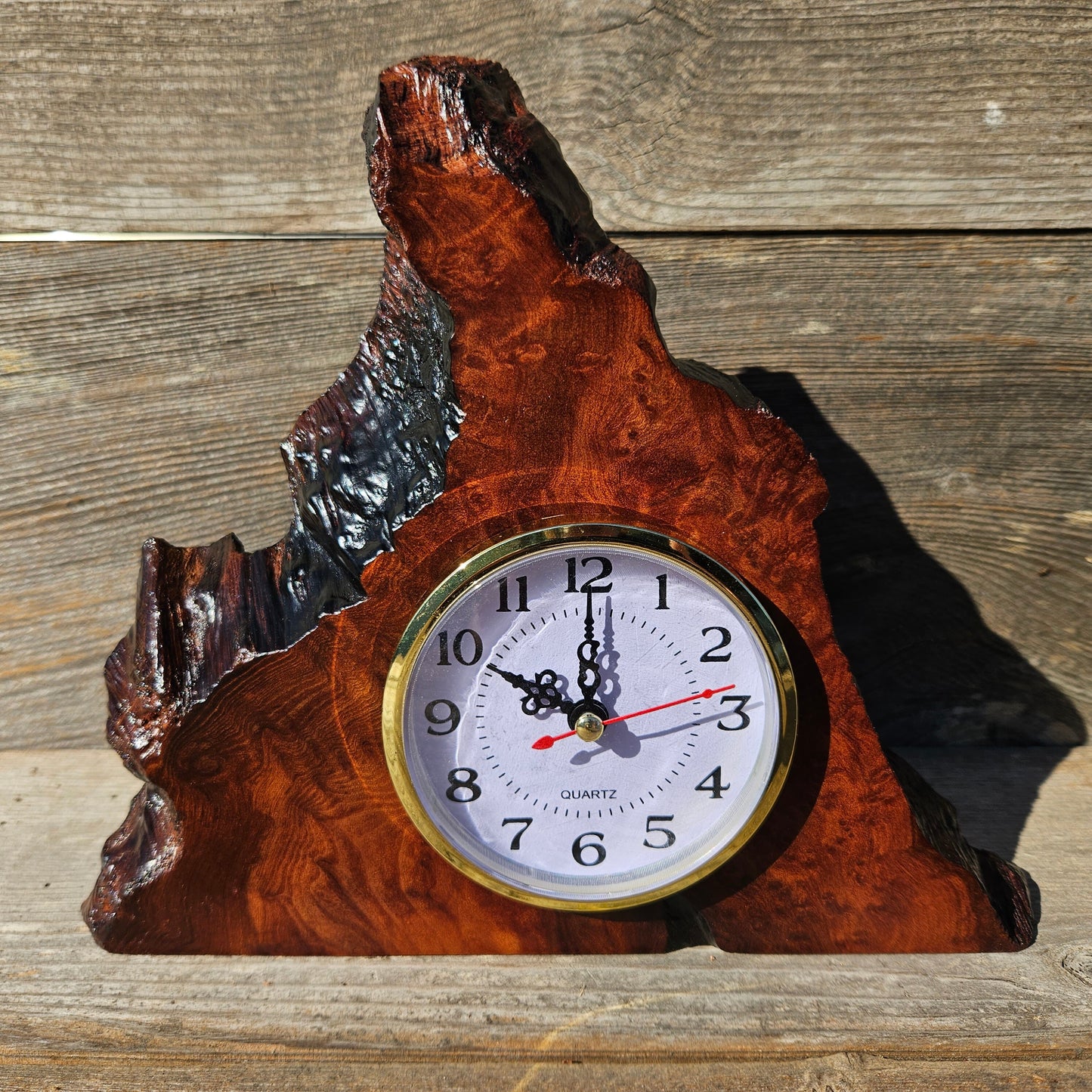 Redwood Burl Clock Table Shelf Mantle Desk Office Gifts for Men #646 Sitting Wood Christmas Gift Handmade