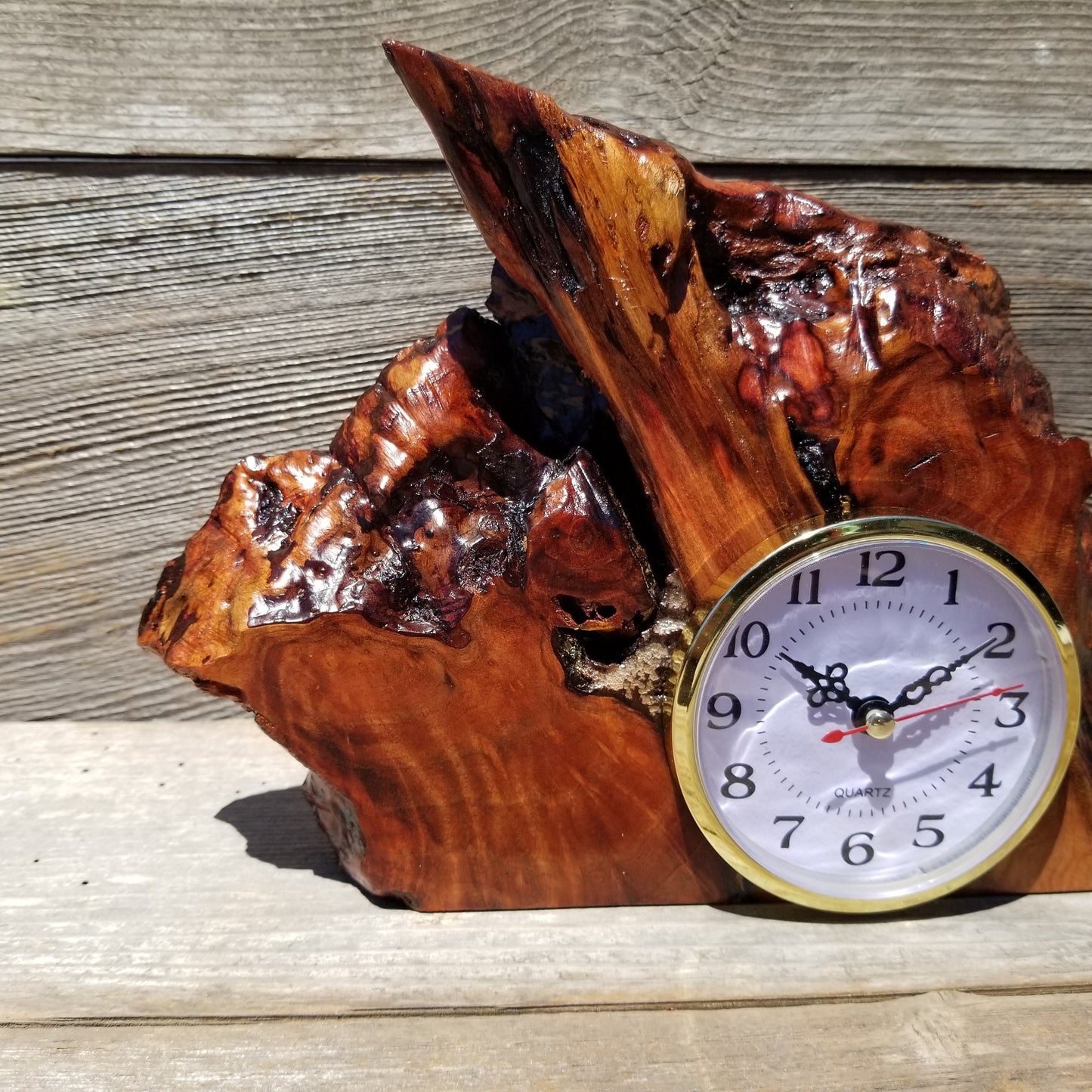 Redwood Wood Desk Clock Mantle Office #645  Gifts for Men Sitting Wood Shelf Retirement Gift Coworker Gift Corporate Gift