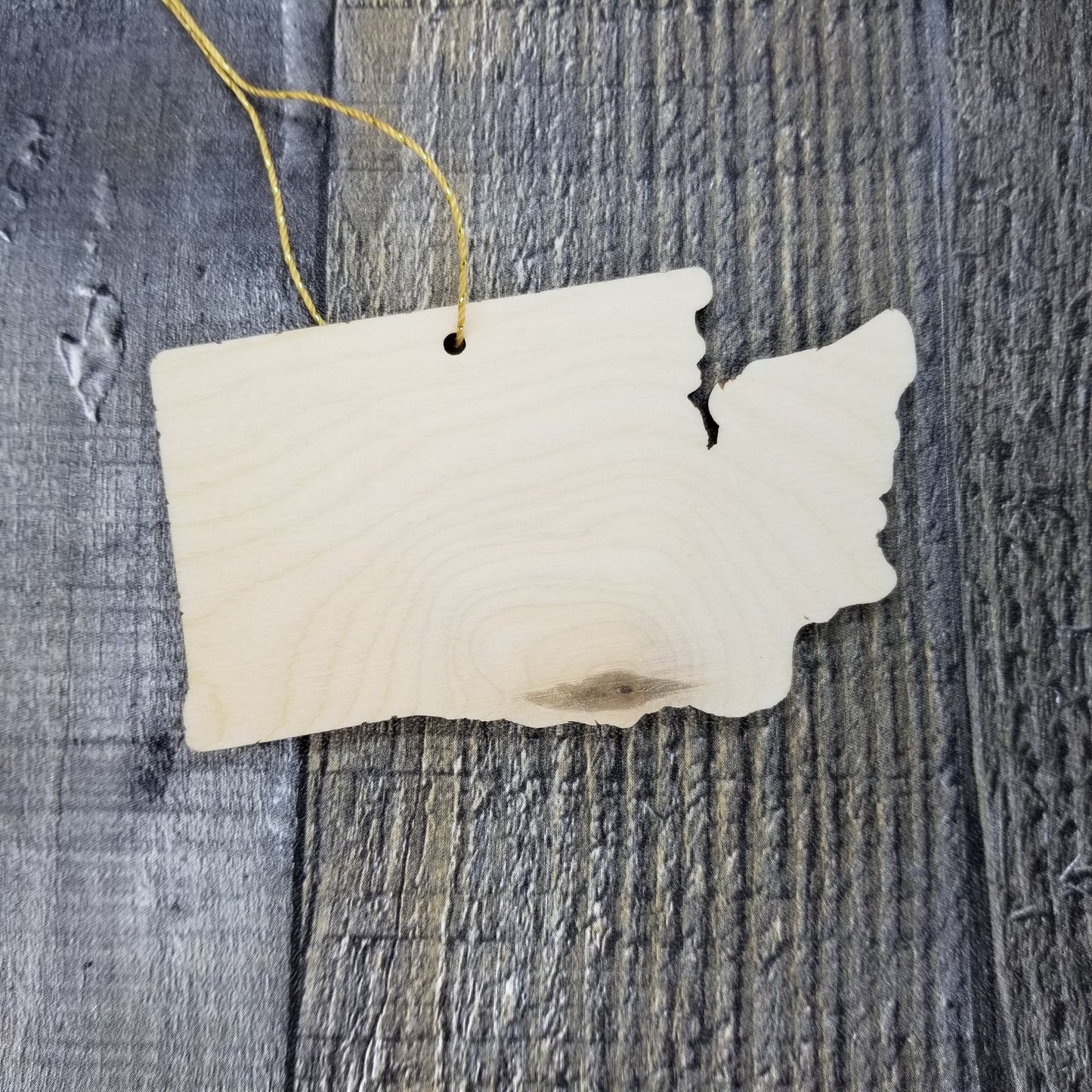 Washington Wood Ornament -  WA State Shape with State Motto - Handmade Made in USA Christmas Decor