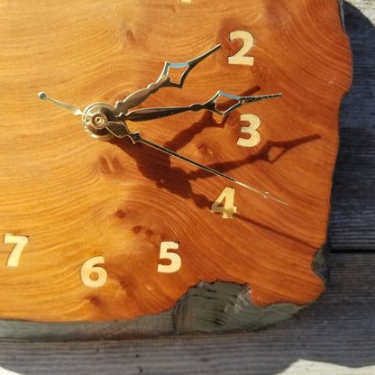 Wood Wall Clock Redwood Clock Handmade Wall Hanging Rustic Wedding Gift Burl Live Edge #559 Anniversary Small