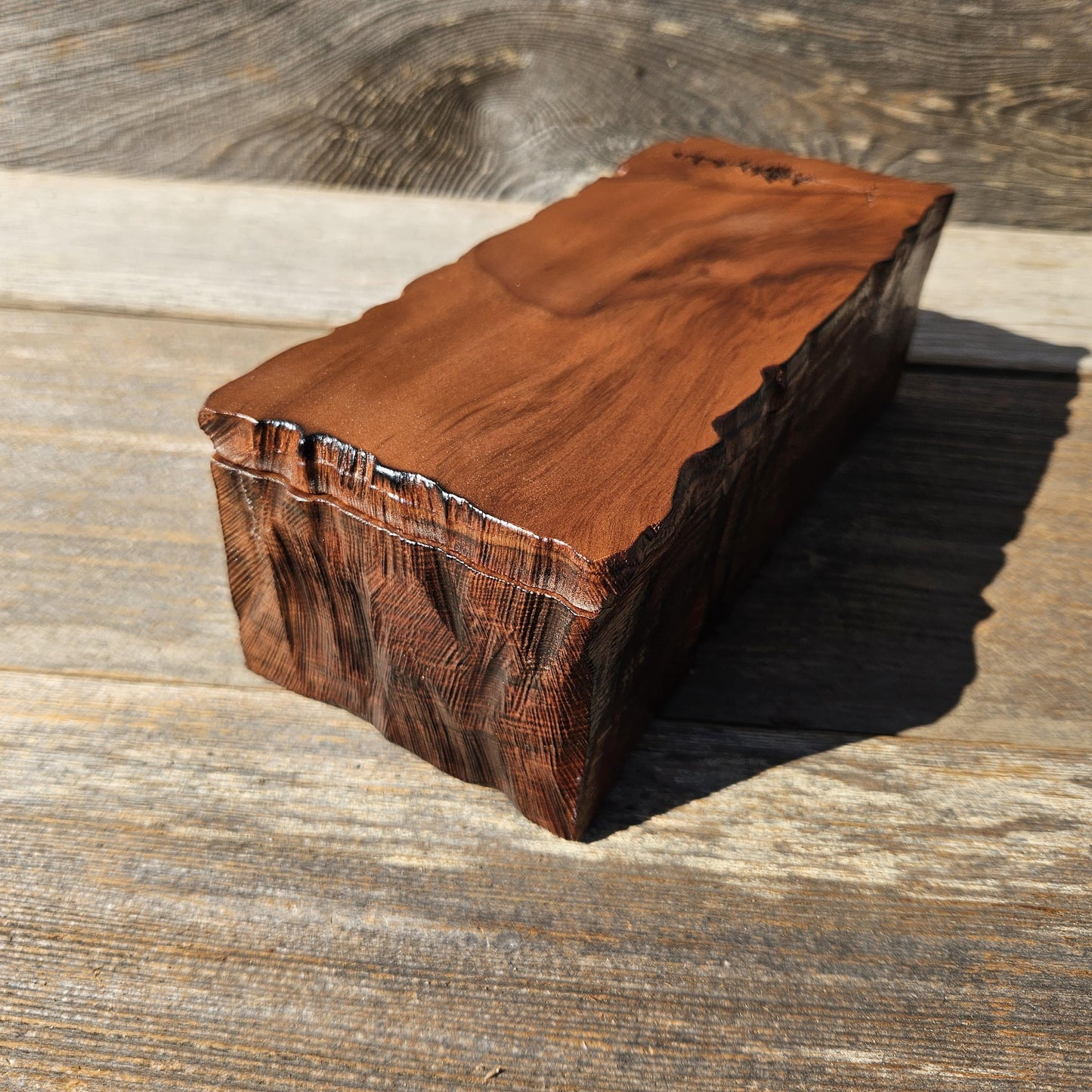 Handmade Wood Box with Redwood Tree Engraved Rustic Handmade #612 California Redwood Jewelry Box Storage Box