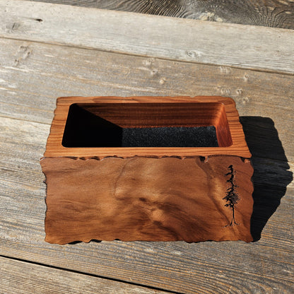 Handmade Wood Box with Redwood Tree Engraved Rustic Handmade #612 California Redwood Jewelry Box Storage Box