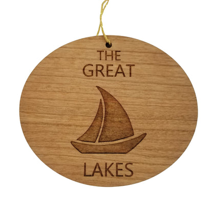 The Great Lakes Ornament - Handmade Wood Ornament - Souvenir Sailing Sailboat - Christmas Ornament 3 Inch