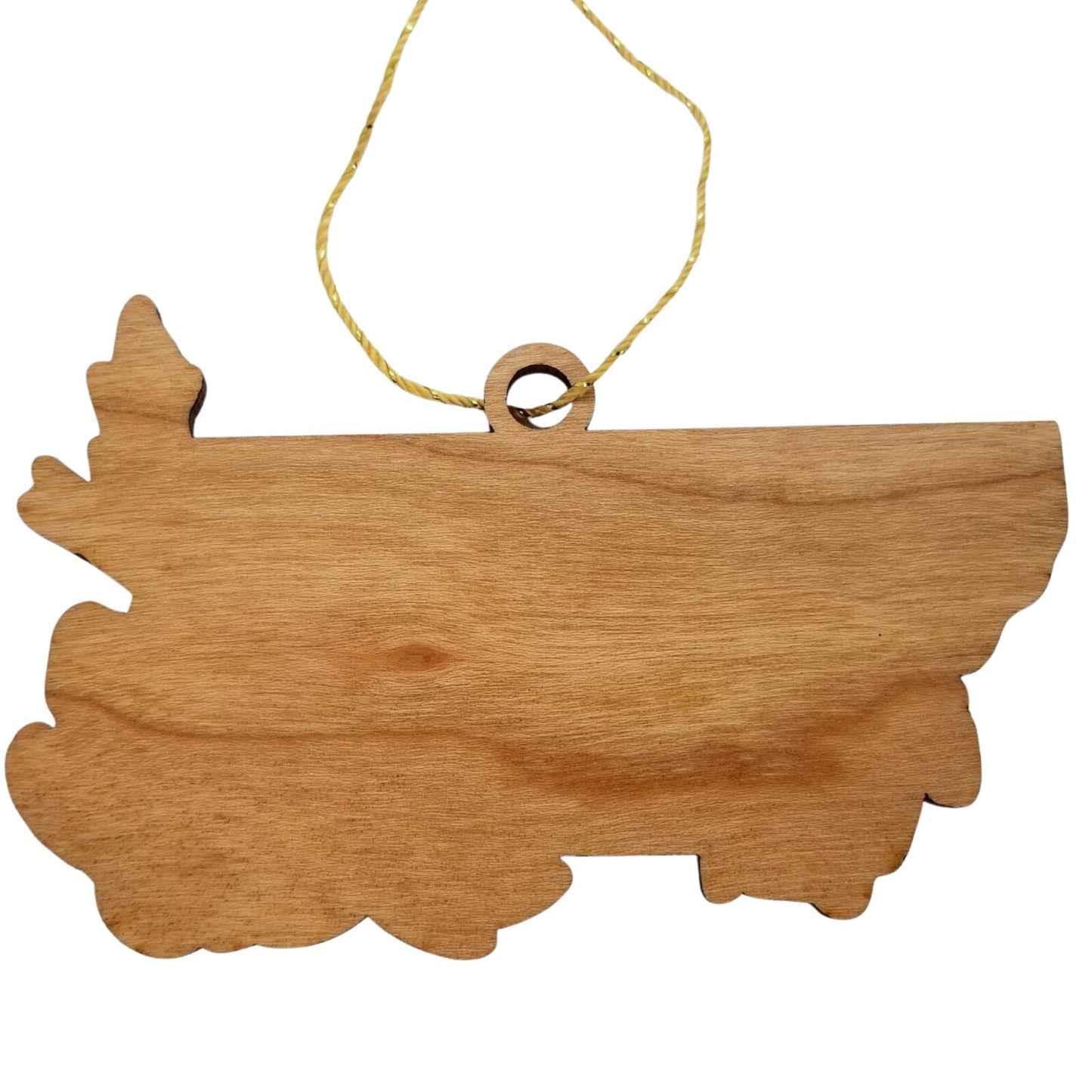 Montana Wood Ornament -  State Shape with State Flowers Bitterroot MT - Handmade Wood Ornament Made in USA Christmas Decor