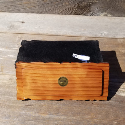 Handmade Wood Box with Redwood Tree Engraved Rustic Handmade Curly Wood #591 California Redwood Jewelry Box Storage Box